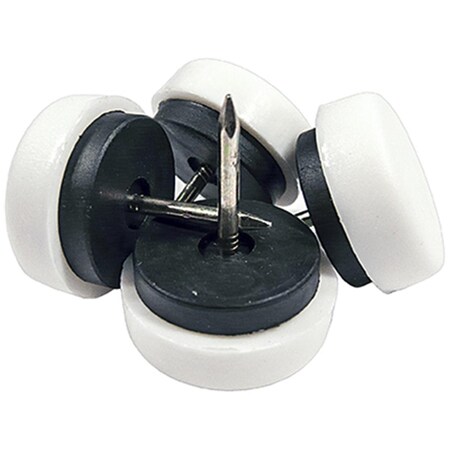 Richelieu 0.87 in. TruGuard Plastic Base, Round Nail On Cushioned Glides, White, 4PK 235948